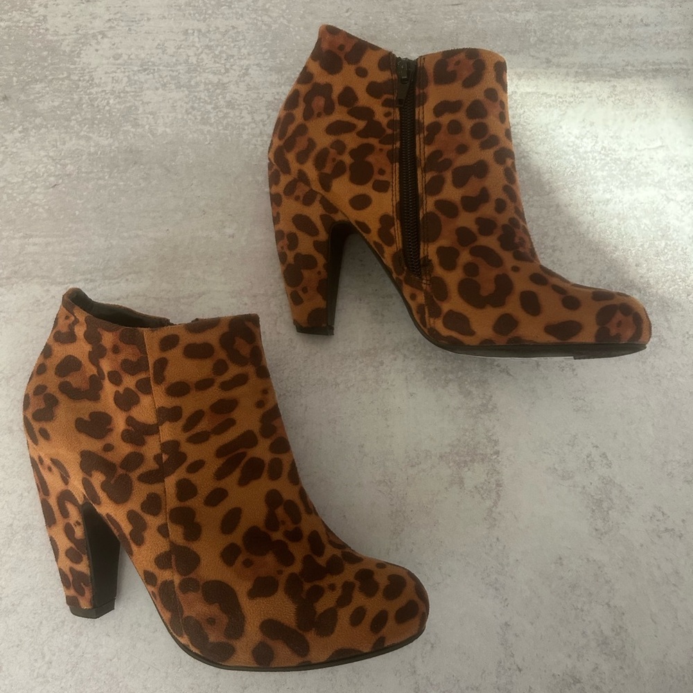 BAMBOO Animal Print Ankle Booties
